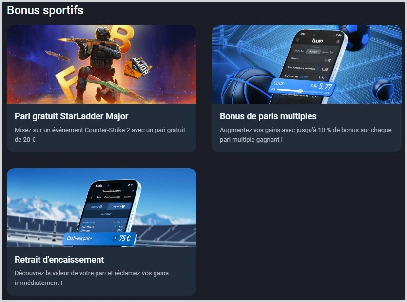 Bonus sportifs pour les joueurs chez Twin