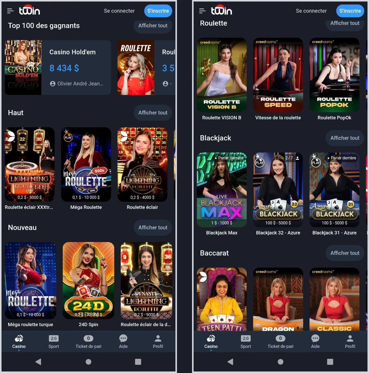 Tous les jeux de table en direct en un coup d’œil chez Twin